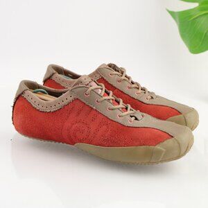 Teva Womens Keagan Sneaker Size 8.5 Tan Red Leather Lace Up Casual Walking Shoes
